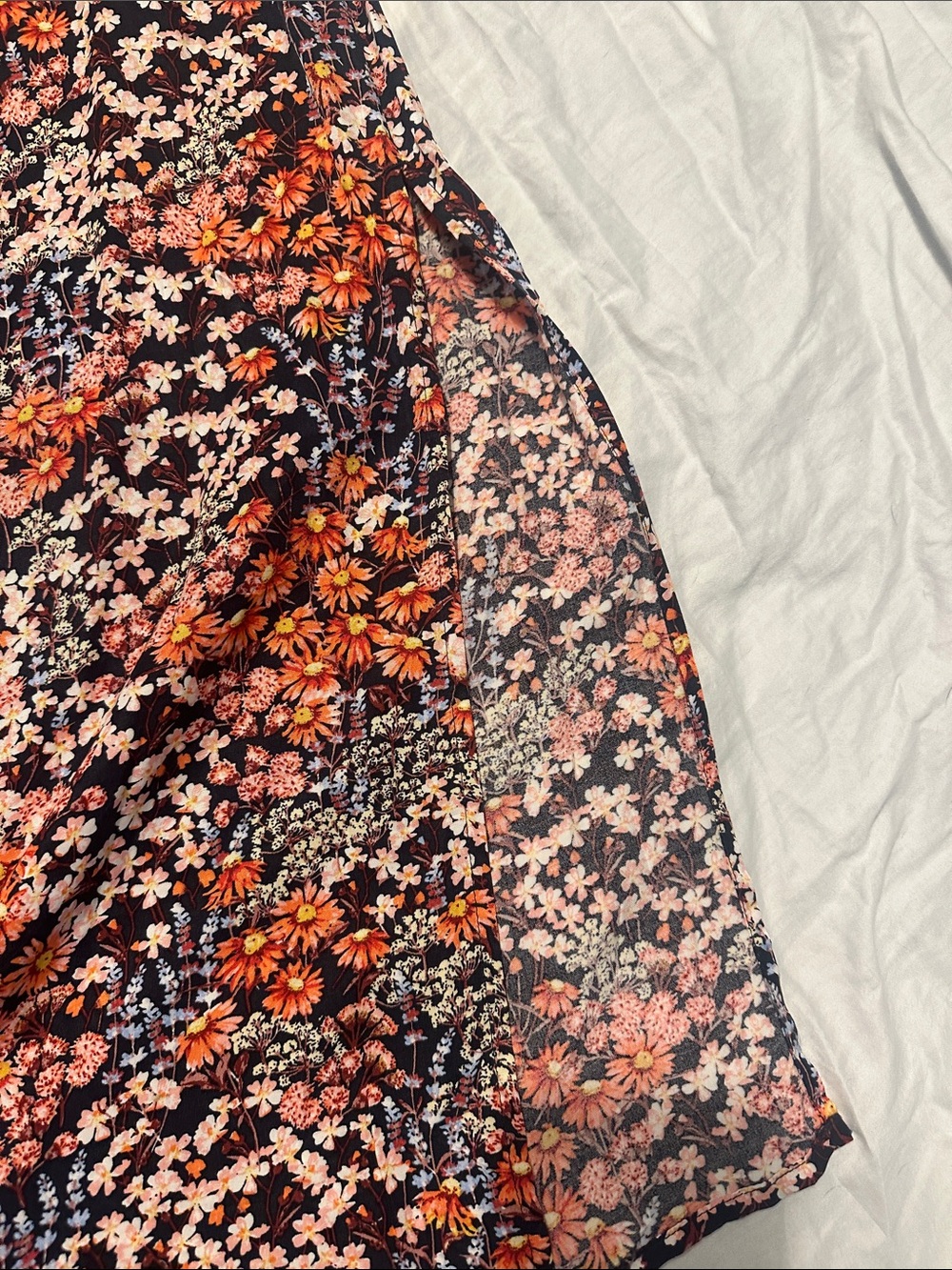 H&M Black Midi Skirt with Orange & Pink Floral Print - Picture 3 of 5